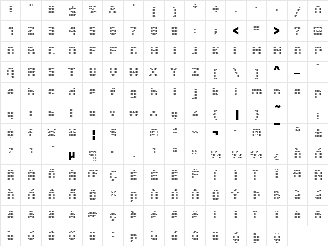YardmasterD Regular  glyph index