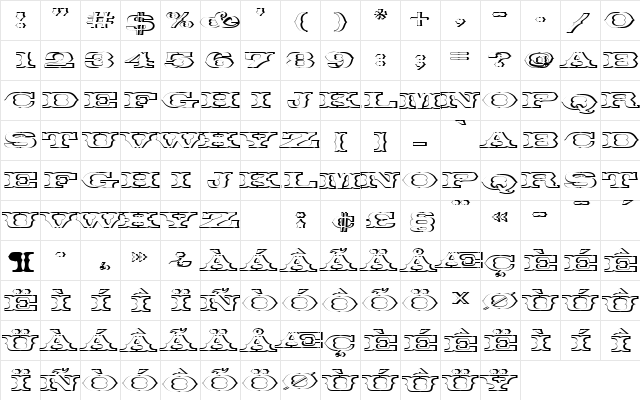 ThunderbirdDRegRe1 Regular  glyph index