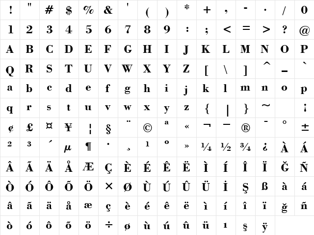 00278 Regular  glyph index