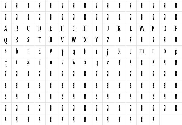 Hophus Roghus Regular  glyph index