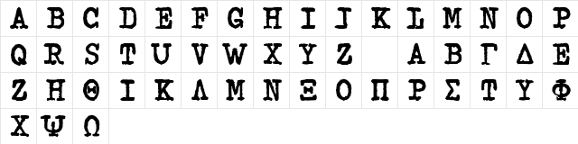 Espresso Regular  glyph index