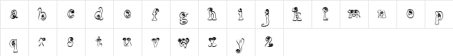 CF Little Monsters Regular  glyph index
