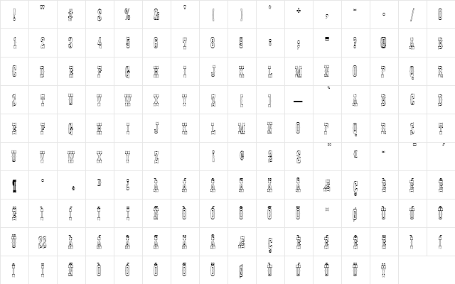ThunderbirdDExtConOu1 Regular  glyph index