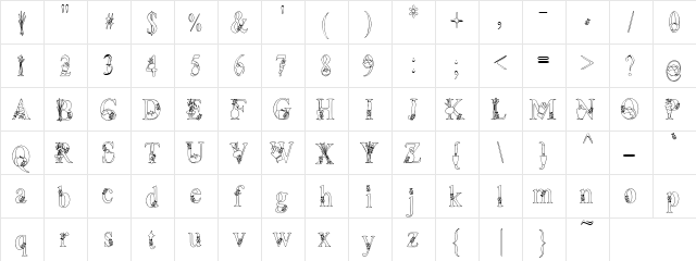 PC Ladybug Garden Regular  glyph index