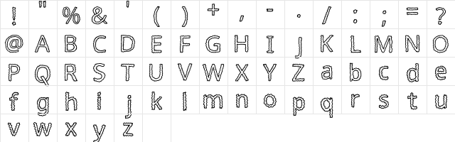 Squiggly Regular  glyph index