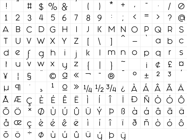 Fashion Fetish Regular  glyph index