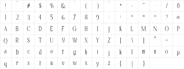 Hacky Demo Light  glyph index