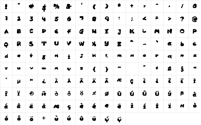 Area 51 UFO Alien Greeting Regular  glyph index
