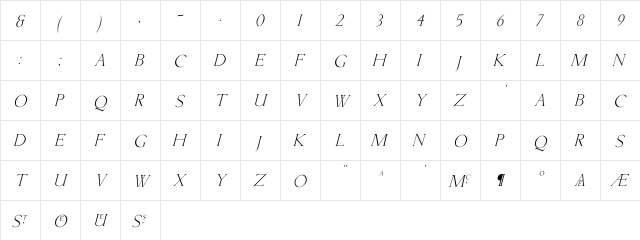 Lichtner Italic Italic  glyph index