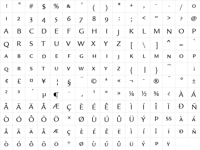 Legacy Sans SC ITC TT Book  glyph index