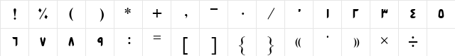 B Esfehan Bold  glyph index
