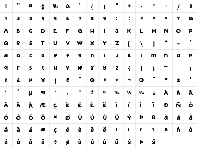 LycheeSoda Medium  glyph index