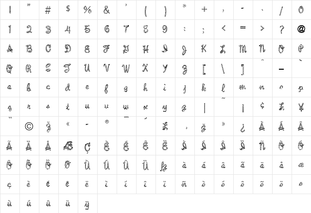 Lariat Regular  glyph index