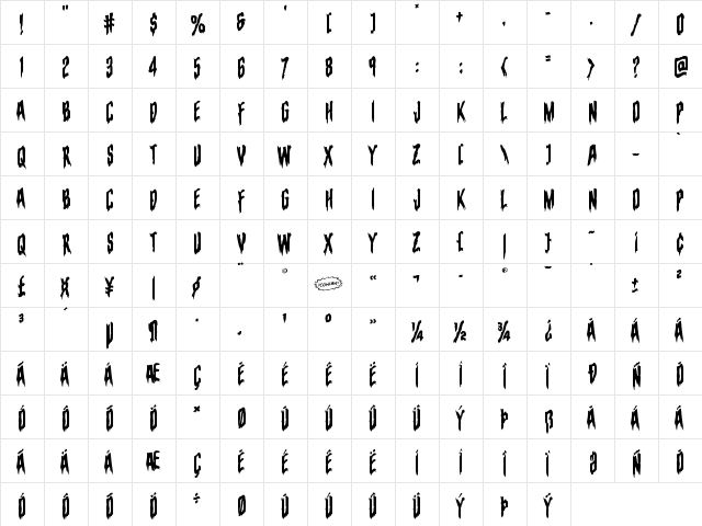 Eva Fangoria Warped Regular  glyph index