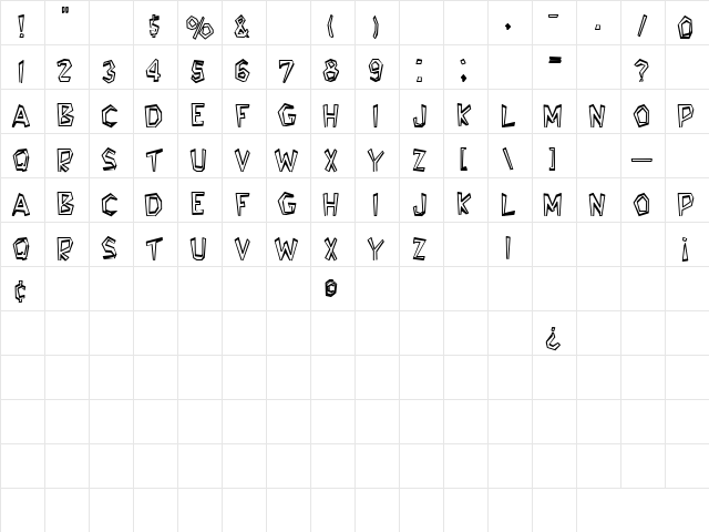 Jelly 3 Regular  glyph index