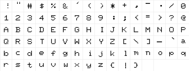 Vital 1 Regular  glyph index
