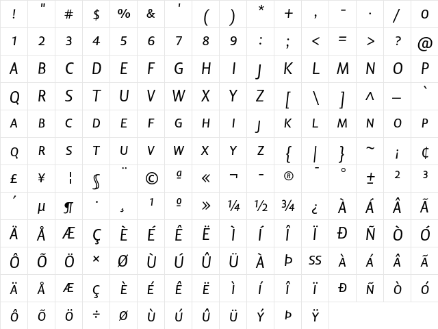 Lisboa Sans SC Italic  glyph index