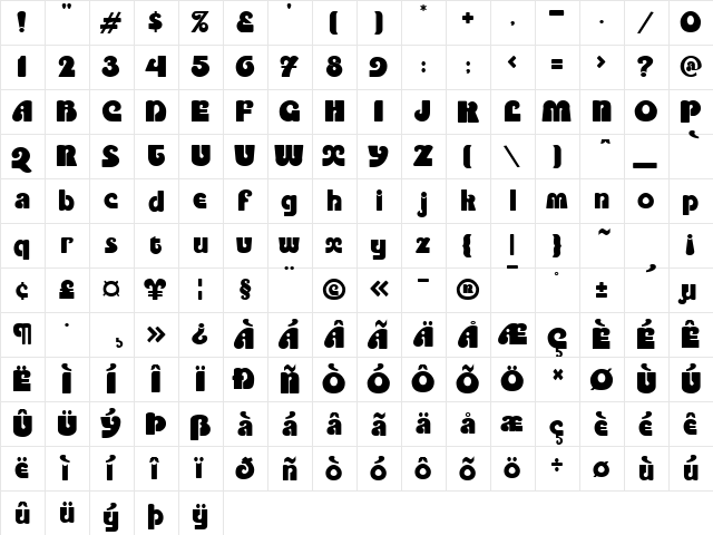 Enliven Regular  glyph index