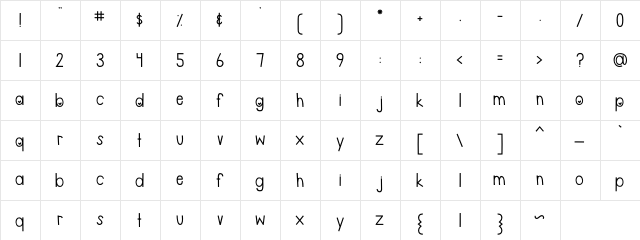 MTF Be Mine Regular  glyph index