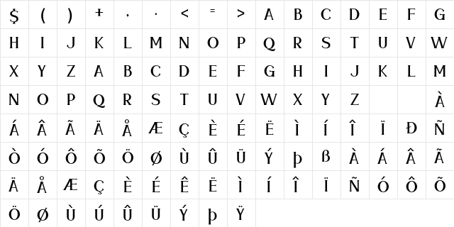 Meramoon Regular  glyph index