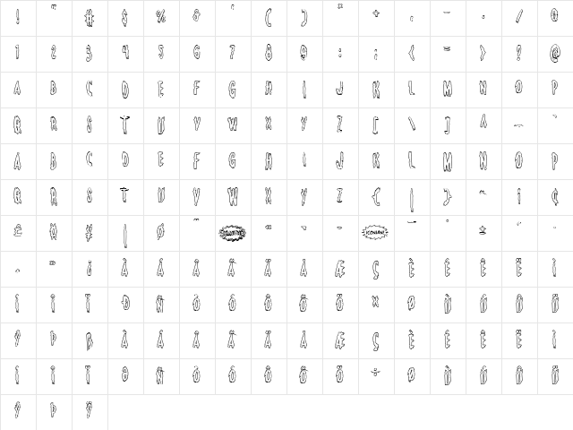Monsterama Outline Regular  glyph index