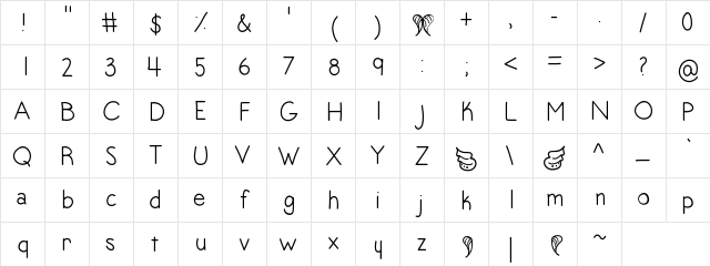 AngelToes Medium  glyph index