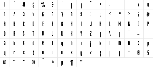 Marten-GrotesqueC Regular  glyph index