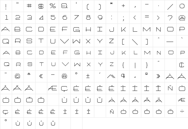 BravoSCapsSSK Regular  glyph index