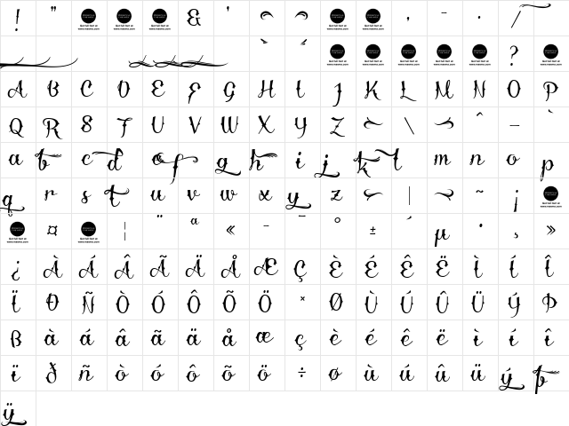 Delinquente Demo Regular  glyph index