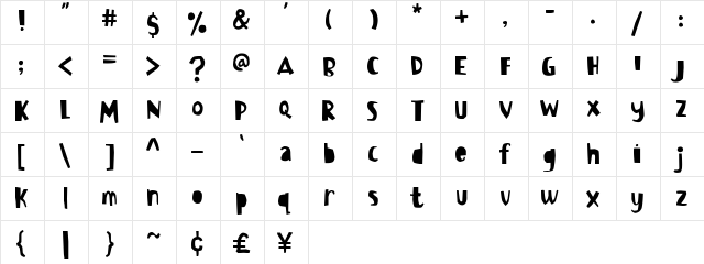 Bowreghul Regular  glyph index