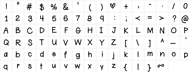 chunkamonk Medium  glyph index