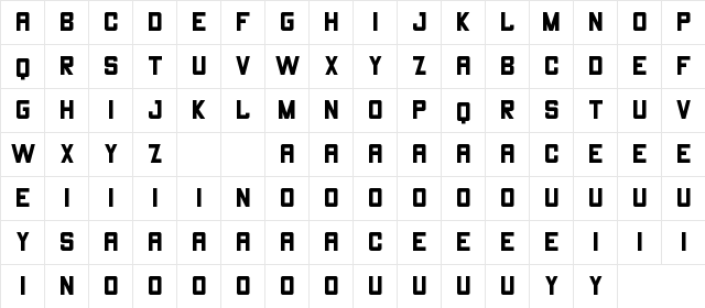 THECHAMP DEMO Regular  glyph index