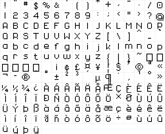 01Systematix8 Regular  glyph index