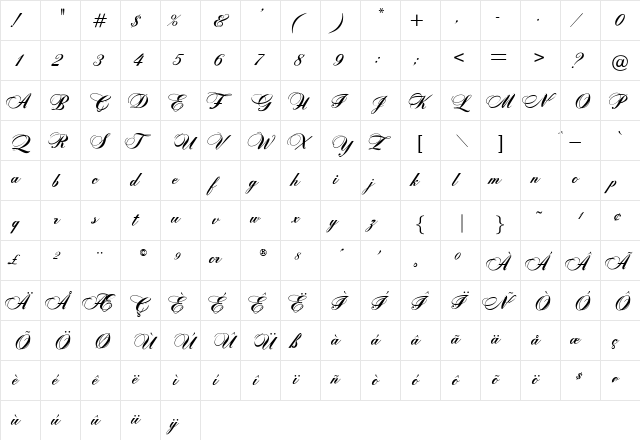OPTIZither Regular  glyph index