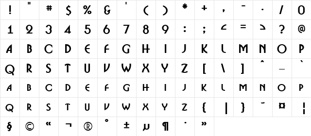 a_BosaNovaCps Bold  glyph index