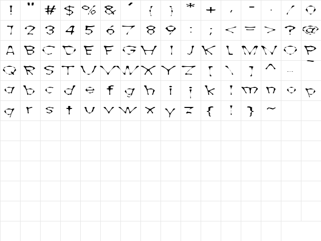 AwlScrawl Regular  glyph index