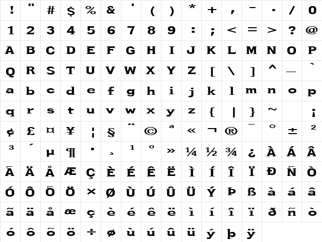 FZ ROMAN 27 EX Normal  glyph index
