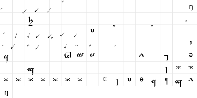 Tengwar Noldor-A Regular  glyph index