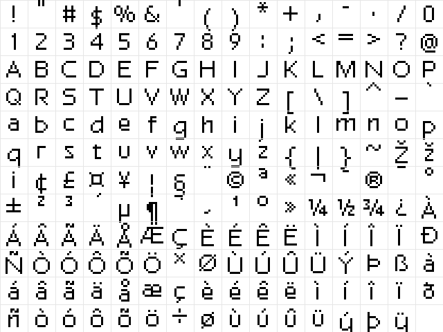 FFF Magazine Regular  glyph index