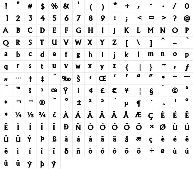 a_Algidus Bold  glyph index