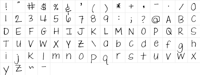 Pea Jane Regular  glyph index