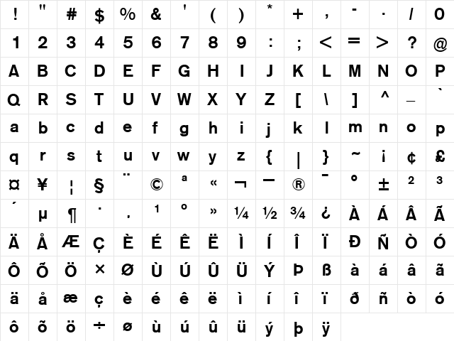 AGOldFace-Medium Medium  glyph index