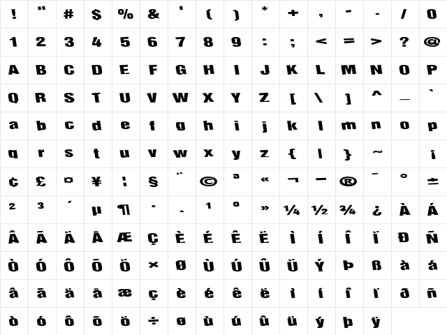 Childs Regular  glyph index