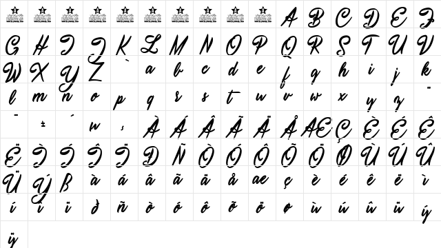 Atmospherica Personal Use Regular  glyph index
