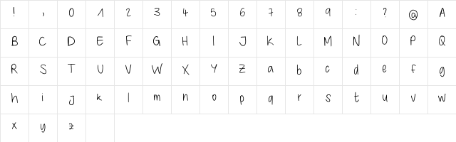 Giulys Handwriting Regular  glyph index