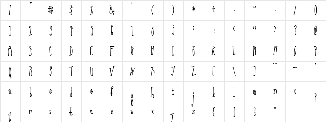 PC Daddy Long Legs Regular  glyph index