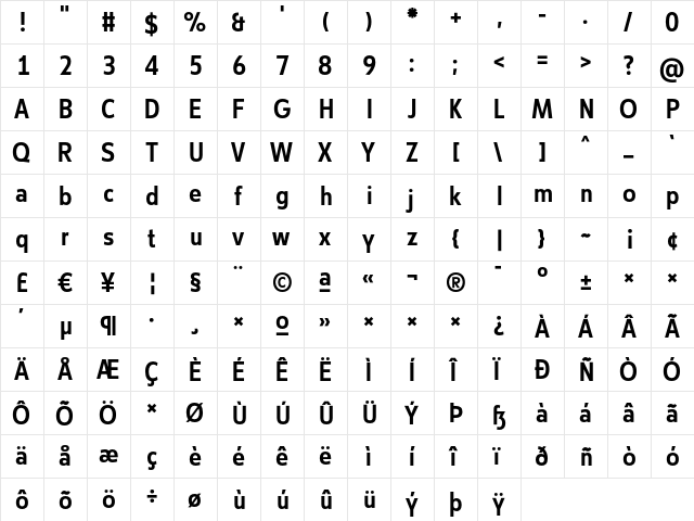 CstBerlinWest MediumTf  glyph index