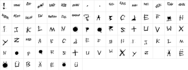 Aggressive Angry Baby Killer Regular  glyph index