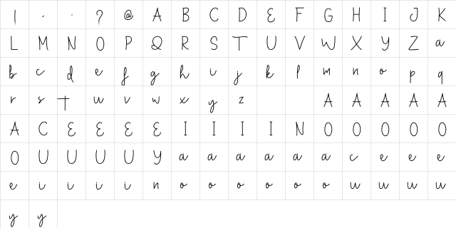 Something Well Regular  glyph index
