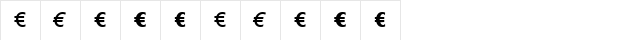 BienvenueEuro Regular  glyph index